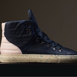 Filling Pieces Navy and Beige High-Top Men's Sneakers